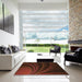 Square Patterned Saddle Brown Rug in a Living Room, pat1375org