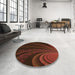 Round Patterned Saddle Brown Rug in a Office, pat1375org