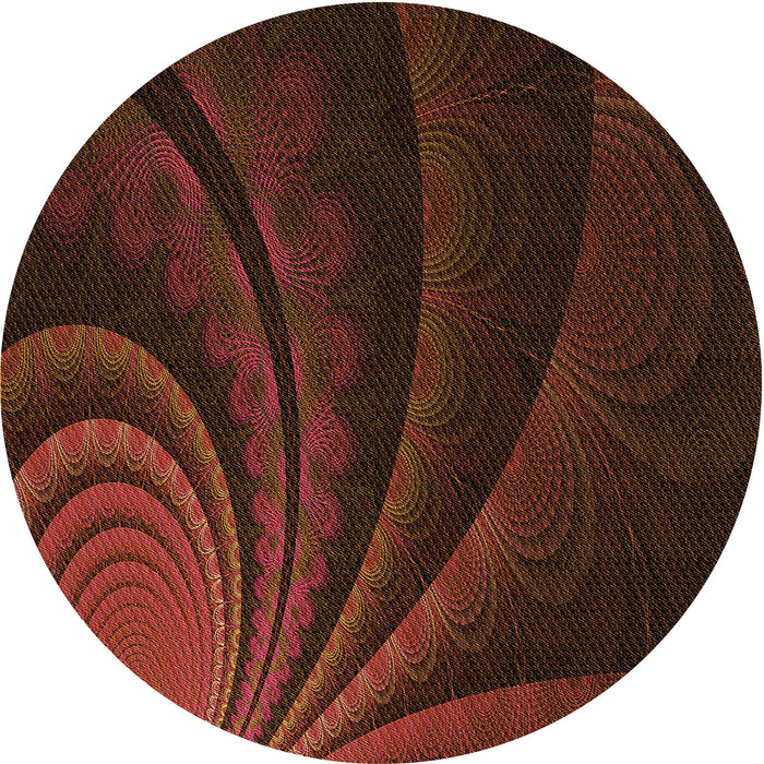 Square Patterned Saddle Brown Rug, pat1375org