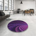 Round Patterned Dark Purple Rug in a Office, pat1375pur