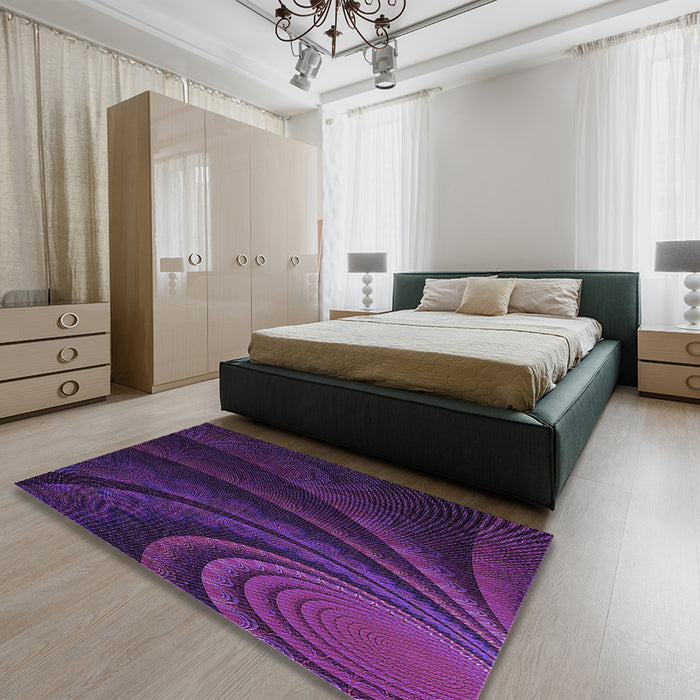 Patterned Dark Purple Rug in a Bedroom, pat1375pur