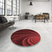 Round Patterned Maroon Red Rug in a Office, pat1375rd