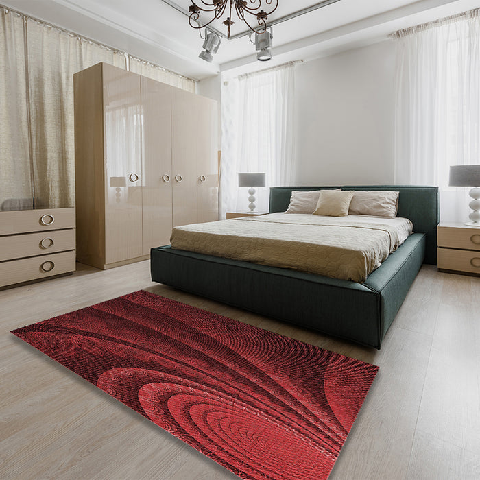 Patterned Maroon Red Rug in a Bedroom, pat1375rd