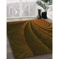 Patterned Dark Bronze Brown Rug, pat1375yw