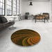 Round Patterned Dark Bronze Brown Rug in a Office, pat1375yw