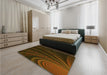 Patterned Dark Bronze Brown Rug in a Bedroom, pat1375yw