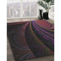 Patterned Mid Gray Modern Rug, pat1375