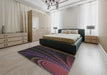 Patterned Mid Gray Modern Rug in a Bedroom, pat1375