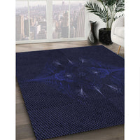 Patterned Black Rug, pat1376blu