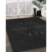 Patterned Black Rug, pat1376gry