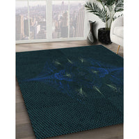 Patterned Black Rug, pat1376lblu