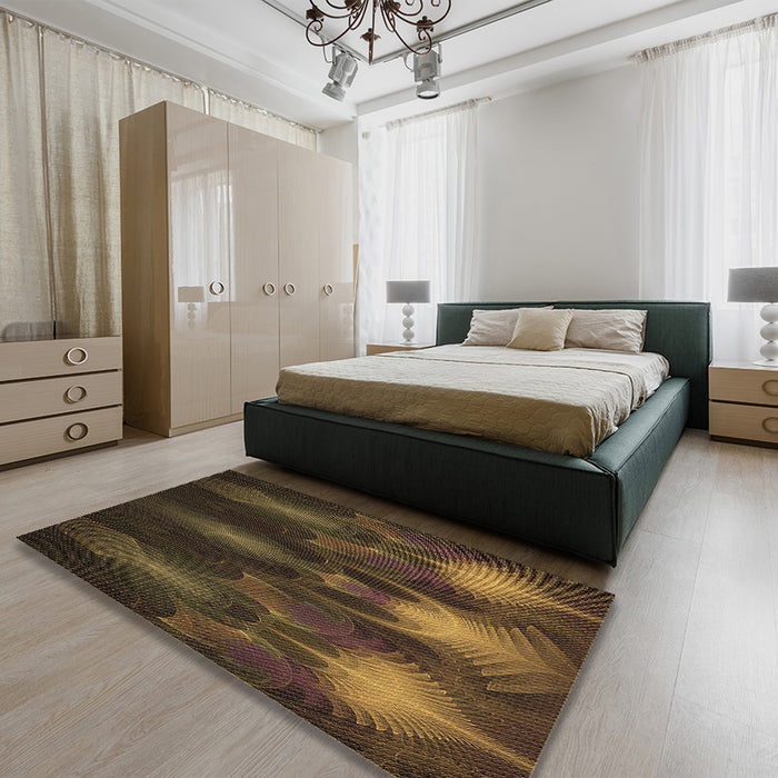 Patterned Oak Brown Rug in a Bedroom, pat1377brn