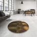 Round Patterned Oak Brown Rug in a Office, pat1377brn