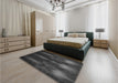 Patterned Charcoal Black Rug in a Bedroom, pat1377gry