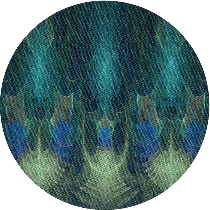 Square Patterned Aquamarine Stone Green Rug, pat1377lblu