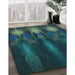 Machine Washable Transitional Aquamarine Stone Green Rug in a Family Room, wshpat1377lblu