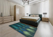 Patterned Aquamarine Stone Green Rug in a Bedroom, pat1377lblu