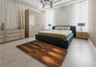 Patterned Mahogany Brown Rug in a Bedroom, pat1377org