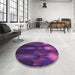 Round Patterned Dark Orchid Purple Rug in a Office, pat1377pur