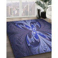 Patterned Midnight Blue Rug, pat1378blu