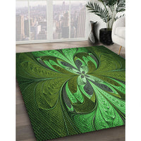 Patterned Dark Forest Green Rug, pat1378grn