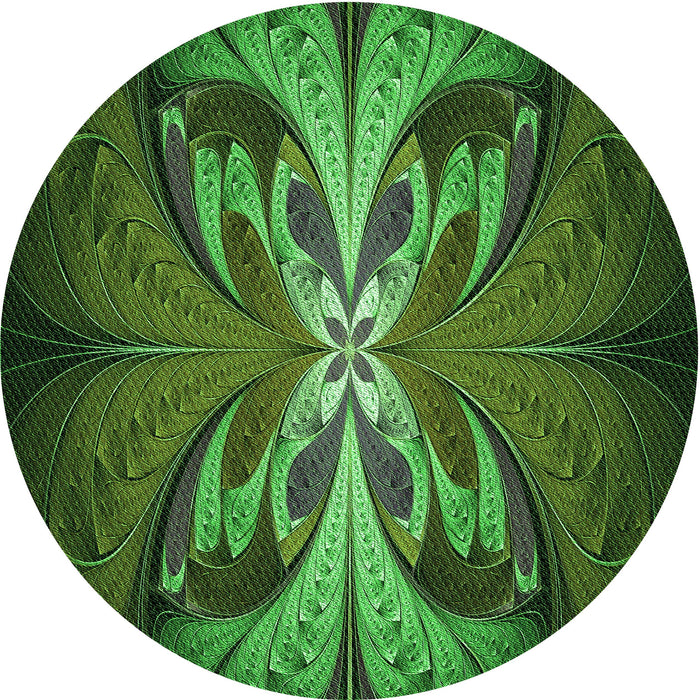 Square Machine Washable Transitional Dark Forest Green Rug in a Living Room, wshpat1378grn