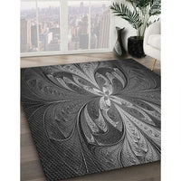 Patterned Charcoal Black Rug, pat1378gry