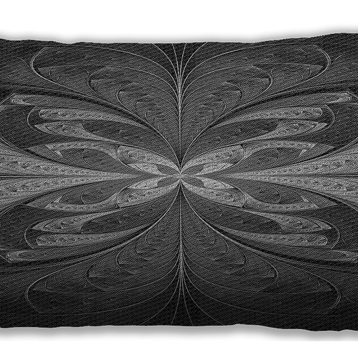 Patterned Rectangular Charcoal Black Lumbar Throw Pillow, 13 inch by 19 inch, lbpat1378gry