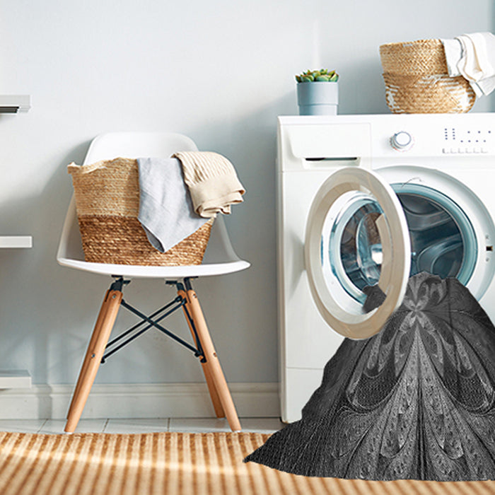 Machine Washable Transitional Charcoal Black Rug in a Washing Machine, wshpat1378gry