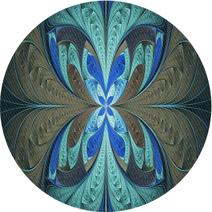 Square Machine Washable Transitional Deep-Sea Green Rug in a Living Room, wshpat1378lblu