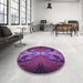 Round Patterned Medium Orchid Purple Rug in a Office, pat1378pur