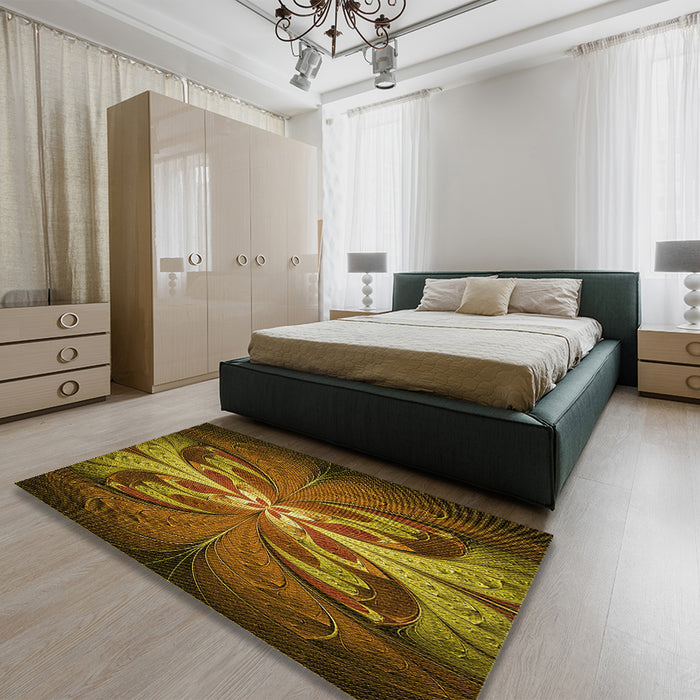 Patterned Red Rug in a Bedroom, pat1378yw