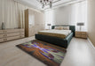 Machine Washable Transitional Dark Almond Brown Rug in a Bedroom, wshpat1378