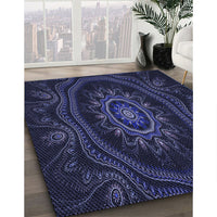 Patterned Deep Periwinkle Purple Rug, pat1379blu