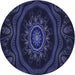 Square Machine Washable Transitional Deep Periwinkle Purple Rug in a Living Room, wshpat1379blu