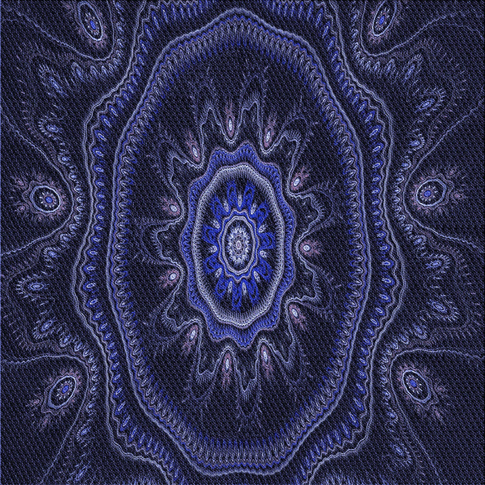 Round Patterned Deep Periwinkle Purple Rug, pat1379blu
