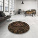 Round Patterned Red Brown Rug in a Office, pat1379brn