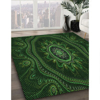 Patterned Black Rug, pat1379grn