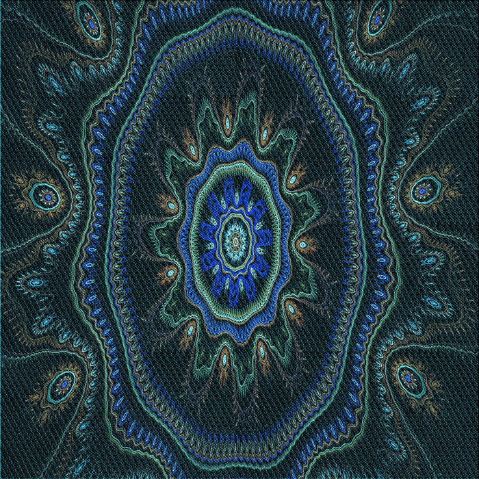 Round Patterned Black Rug, pat1379lblu
