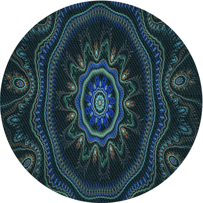 Square Patterned Black Rug, pat1379lblu