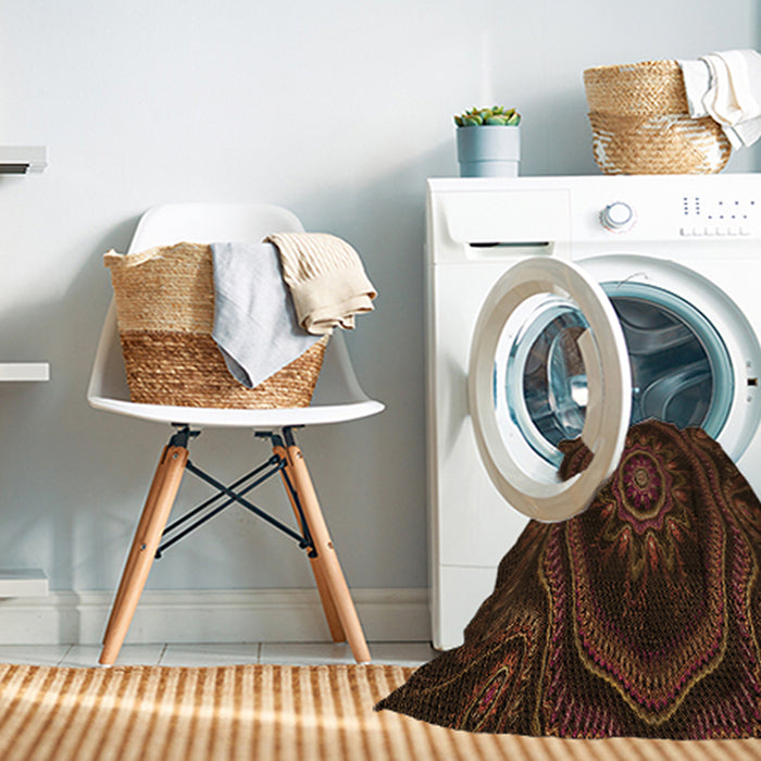 Machine Washable Transitional Saddle Brown Rug in a Washing Machine, wshpat1379org