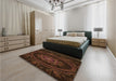 Patterned Saddle Brown Rug in a Bedroom, pat1379org