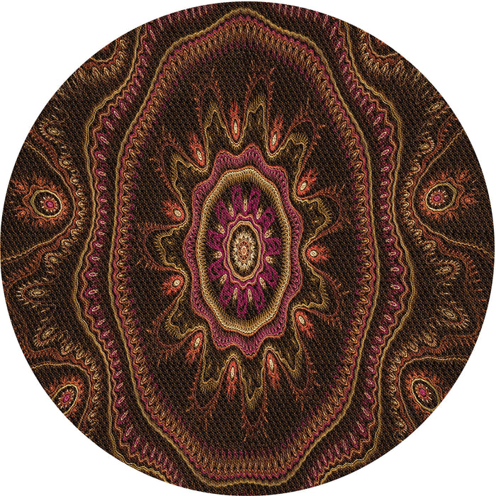 Square Patterned Saddle Brown Rug, pat1379org