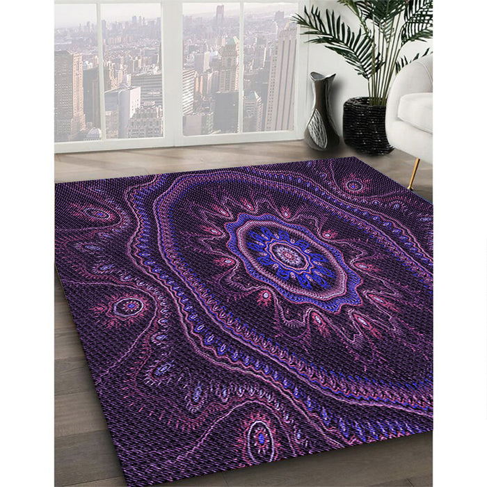 Machine Washable Transitional Deep Purple Rug in a Family Room, wshpat1379pur