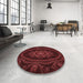 Round Patterned Fire Brick Red Rug in a Office, pat1379rd