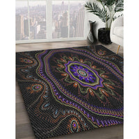 Patterned Black Novelty Rug, pat1379