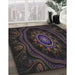 Patterned Black Novelty Rug in Family Room, pat1379