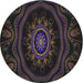 Sideview of Patterned Black Novelty Rug, pat1379