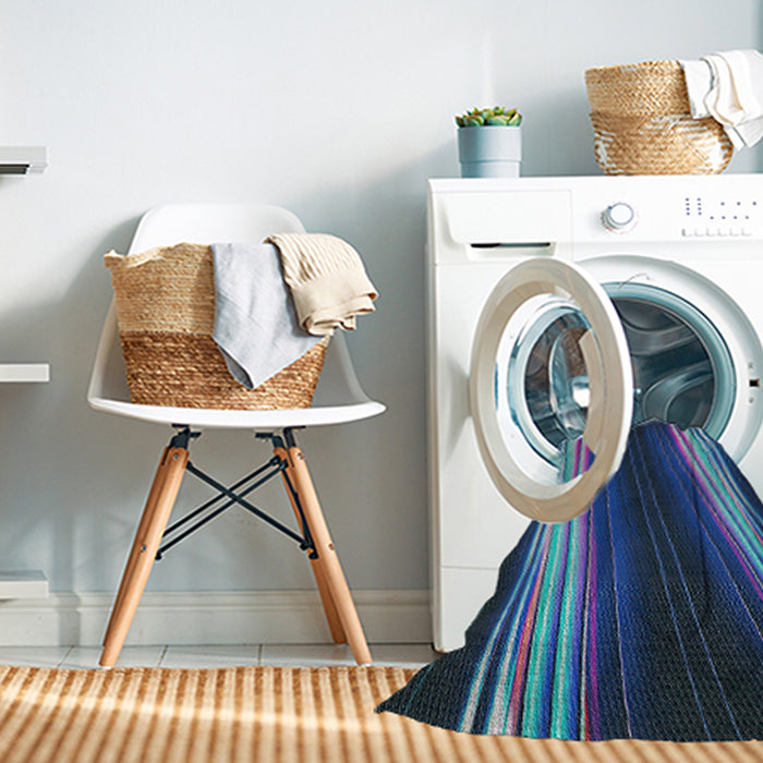 Machine Washable Transitional Koi Blue Rug in a Washing Machine, wshpat137