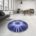 Round Patterned Sky Blue Rug in a Office, pat138blu